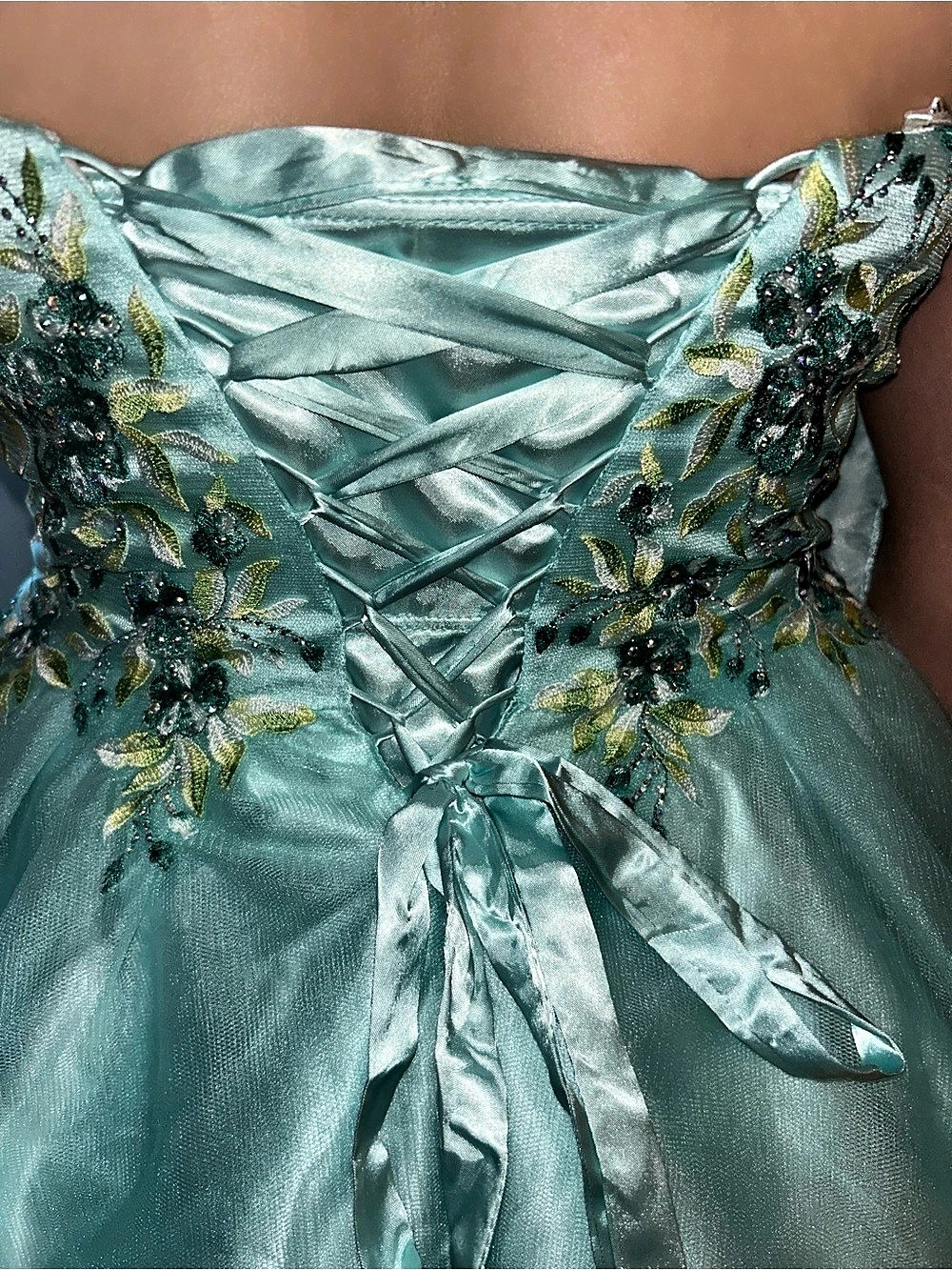 Floral Embellished Mini Dress in Blue